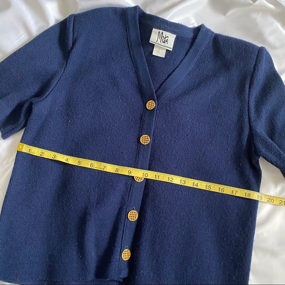 Mita Vintage Navy Blue Sweater Skirt Suit - Picture 4 of 9